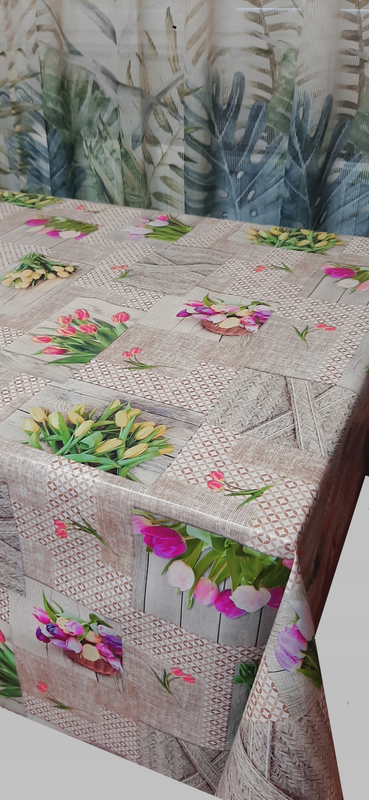 CERATA, CERATY,OBRUS, TULIPANY, KWIATY, BEŻOWA Kształt prostokątny