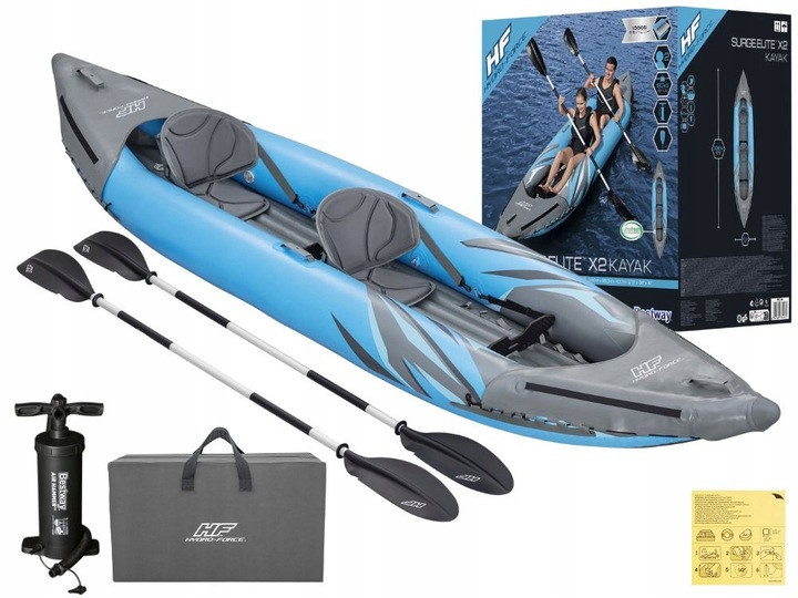 Mocny Kajak Surge Elite X2 382x94x42 cm Bestway 65144 Pompka Wiosła
