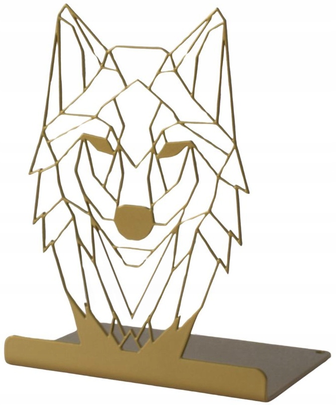 Podpórka do książek WILK Geometryczny Złota metalowa solidna