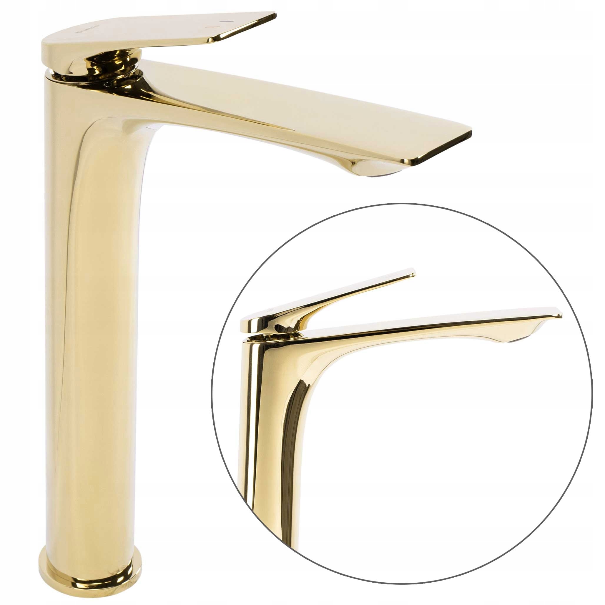 Umývadlová batéria Zlatá Vysoká Rea Avalon Gold Lesk Moderná Stojaca