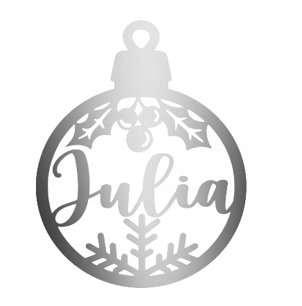 BOMBKA NA CHOINKE SRERBNA LUSTRZANA Z IMIENIEM Marka Kapart