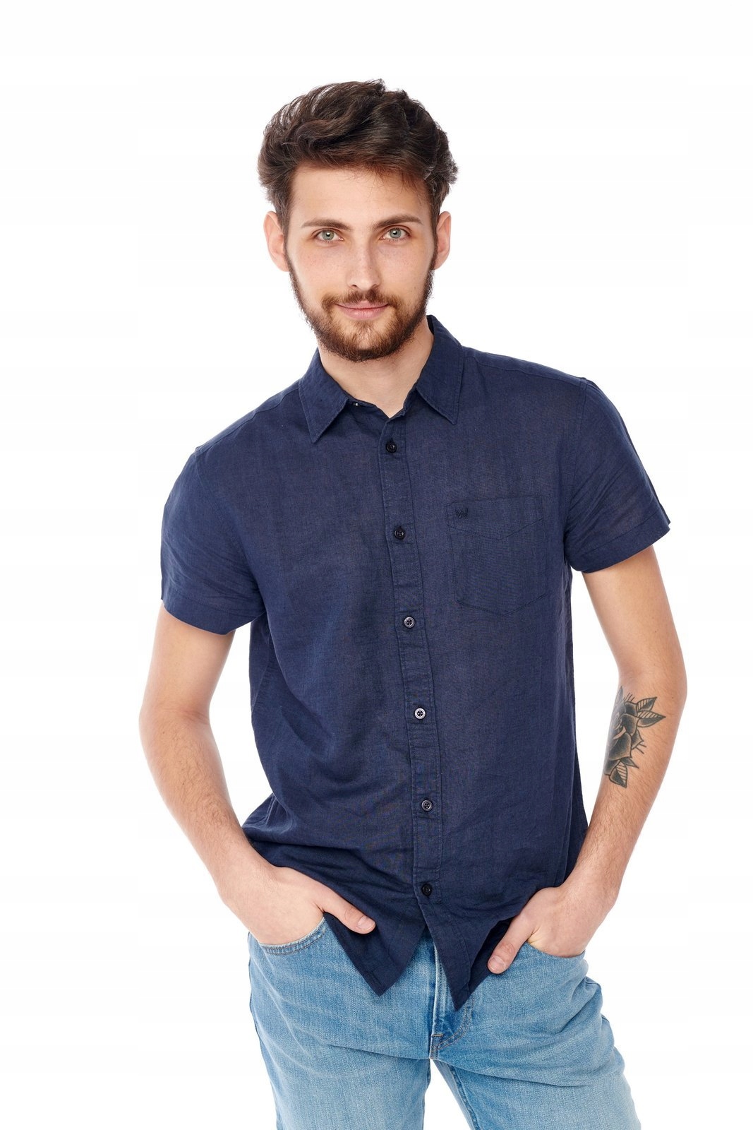 

Wrangler Ss 1 Pkt Shirt Navy W5J1LO114 M