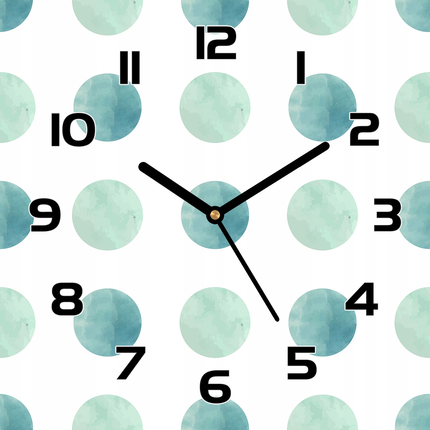 

Zegar na szkle Akwarele kropki zielone 30x30 cm