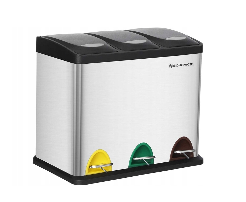 Levně Trojitý Odpadkový Koš Nádoba na odpadky 3 x 8 l pro třídění s pedálem