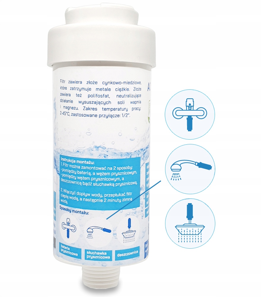 3x FILTR do WODY PRYSZNICOWY USUWA CHLOR BPA FREE Marka AQUA Shock