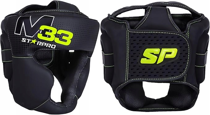 Kask bokserski z maską Starpro M33 XL matowy czarny Ochraniacz głowy Mma