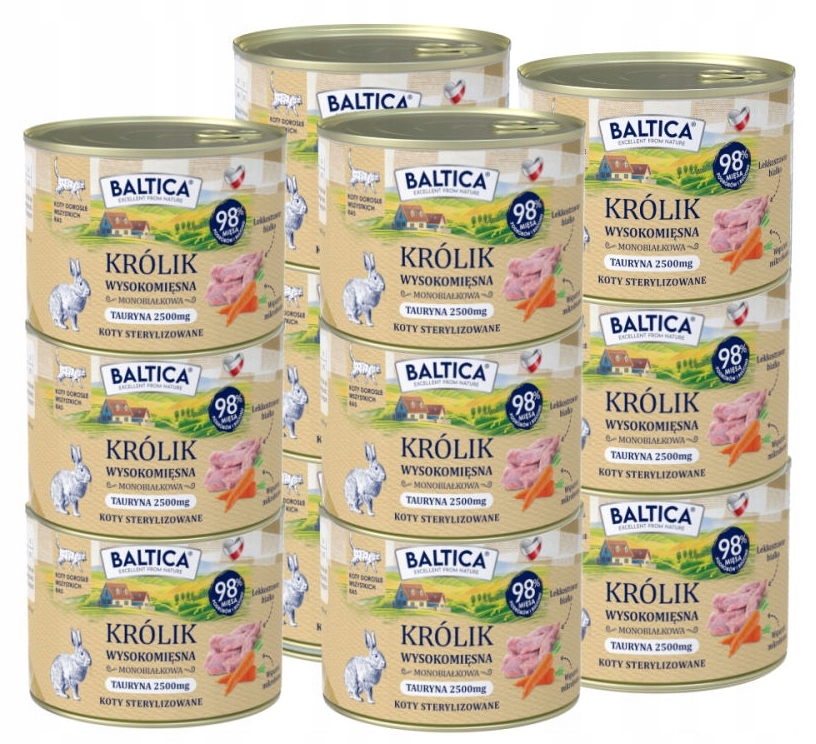 Baltica Smaki Regionów Monoproteinowa Mokra Karma dla Kota Królik 12x185g