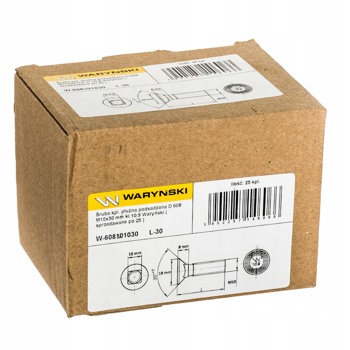 Śruba płużna M10x30 DIN 608 10.9 z nakrętką 25szt. Numery katalogowe zamienników W-608101030