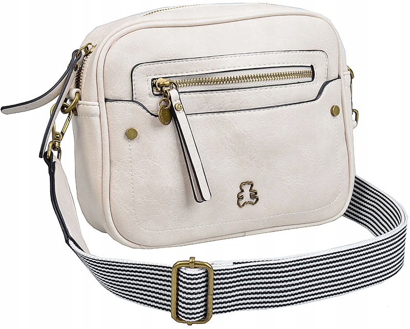 LuluCastagnette Torebka Damska Listonoszka z Misiem szeroki pasek kieszonki