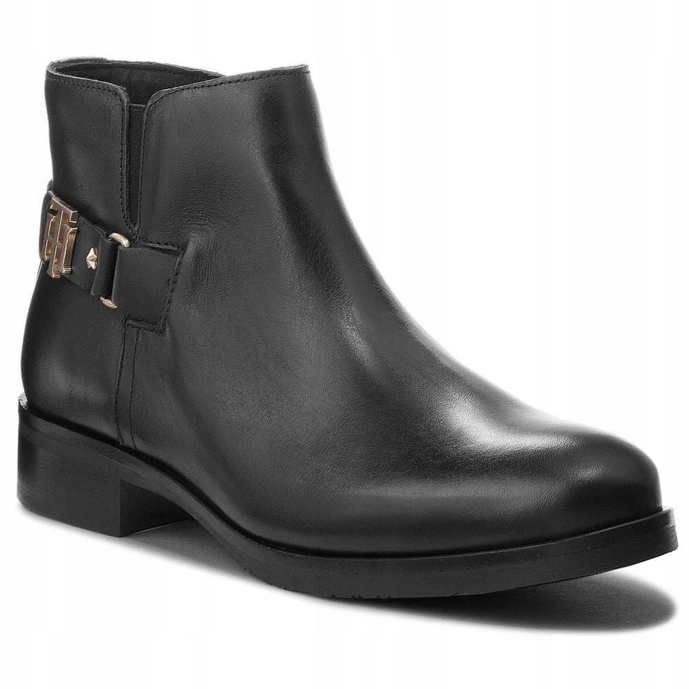 

Botki Tommy Hilfiger czarne skórzane damskie r 39