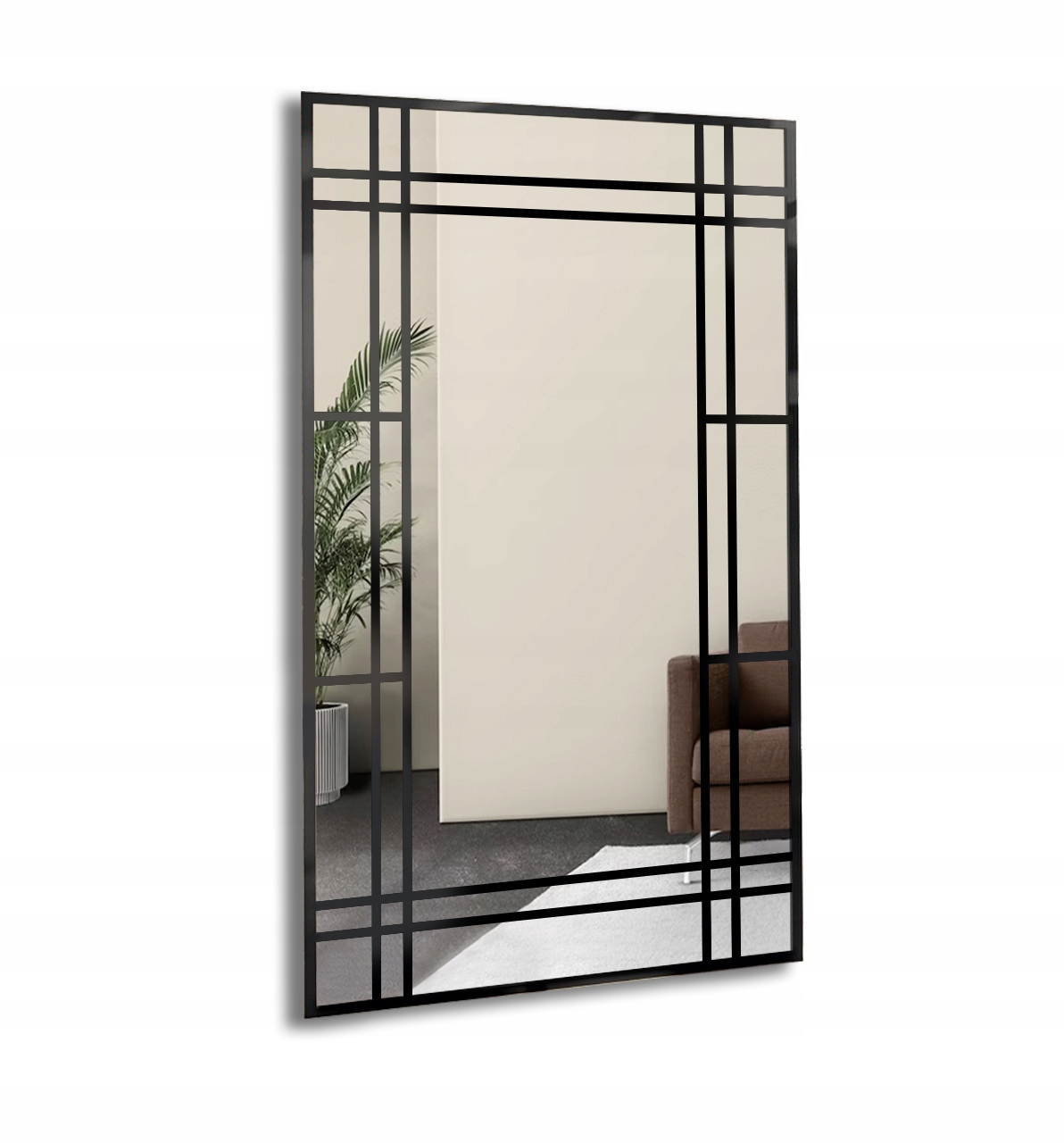 Zrcadlo s příčkami Lindon loftové v černém dřevěném rámu 60X120