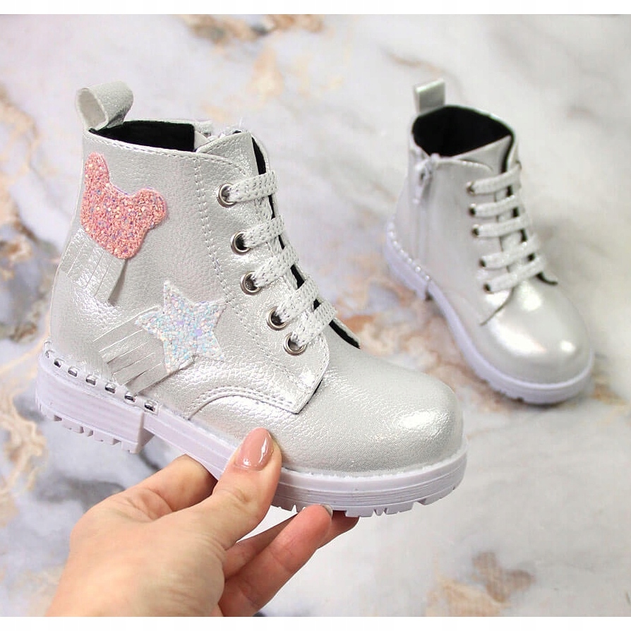 Botki dziewczęce połyskujące ocieplane r.25 Stan opakowania oryginalne