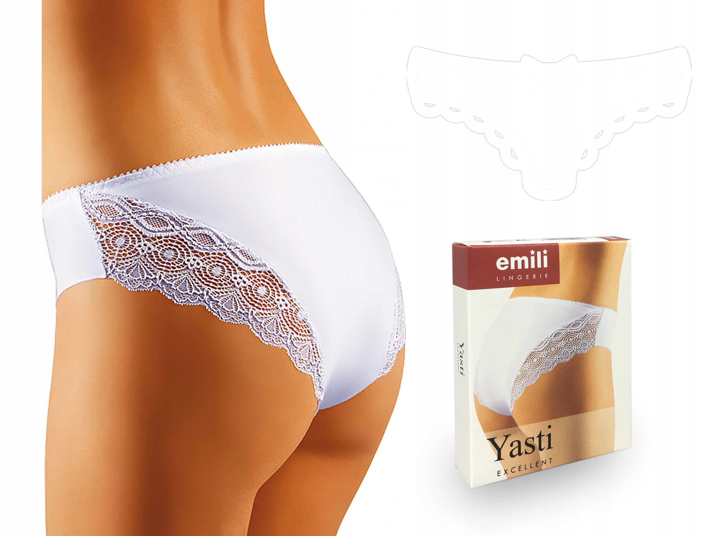 

Emili Yasti Koronkowe Figi Microfibra biały S