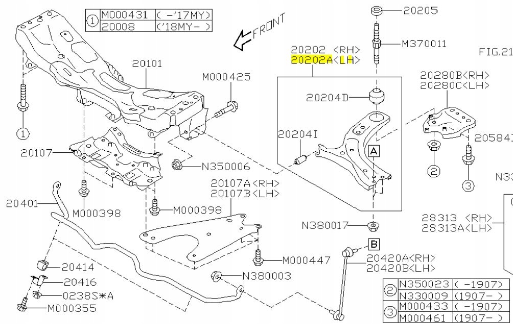 WAHACZ PRZEDNI LEWY SUBARU IMPREZA ORYGINAŁ 2016-