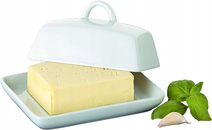 Maselniczka porcelanowa, biała z pokrywką 16x8x13cm AXENTIA