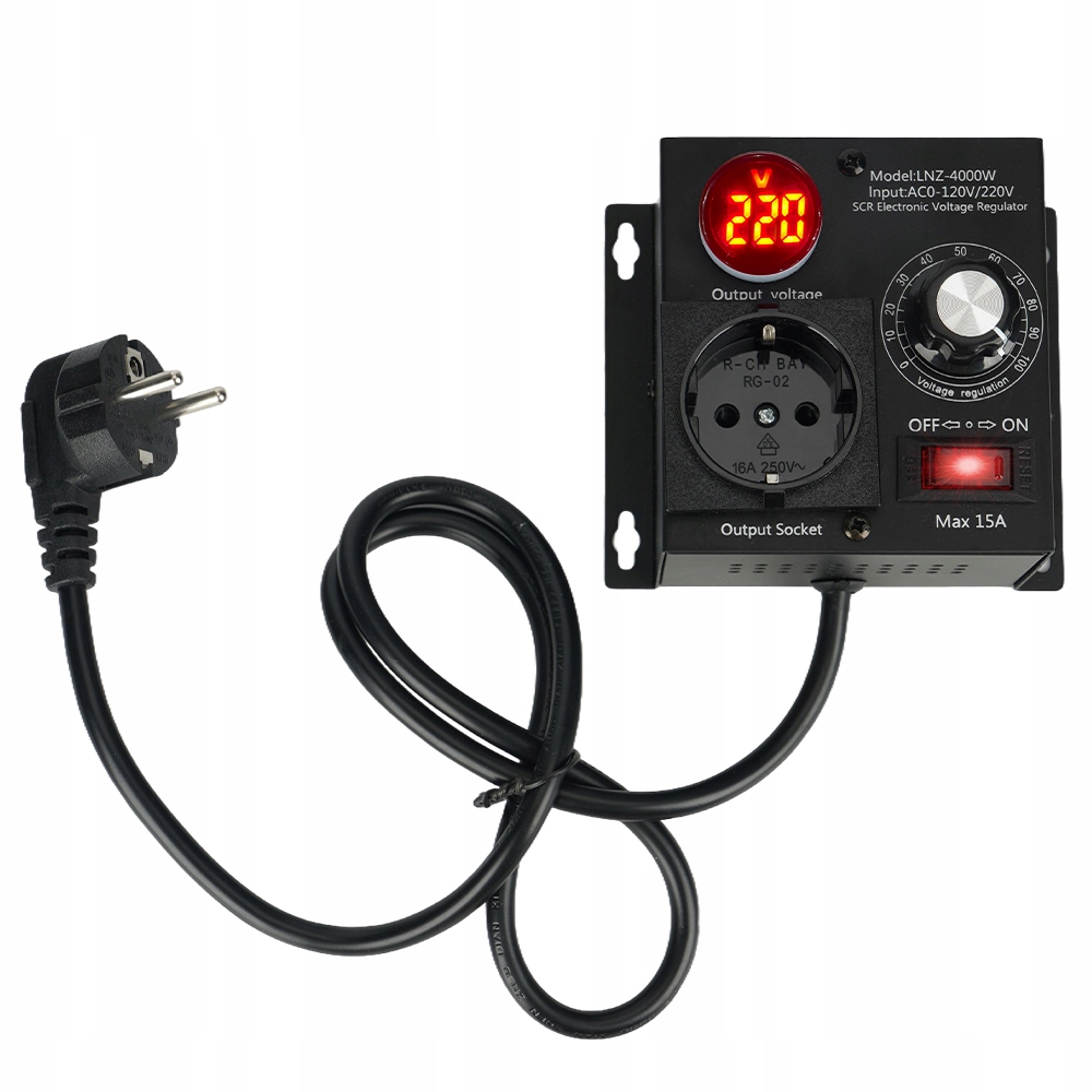 Regulator obrotów silnika mocy napięcia 4000W 220V Czarny