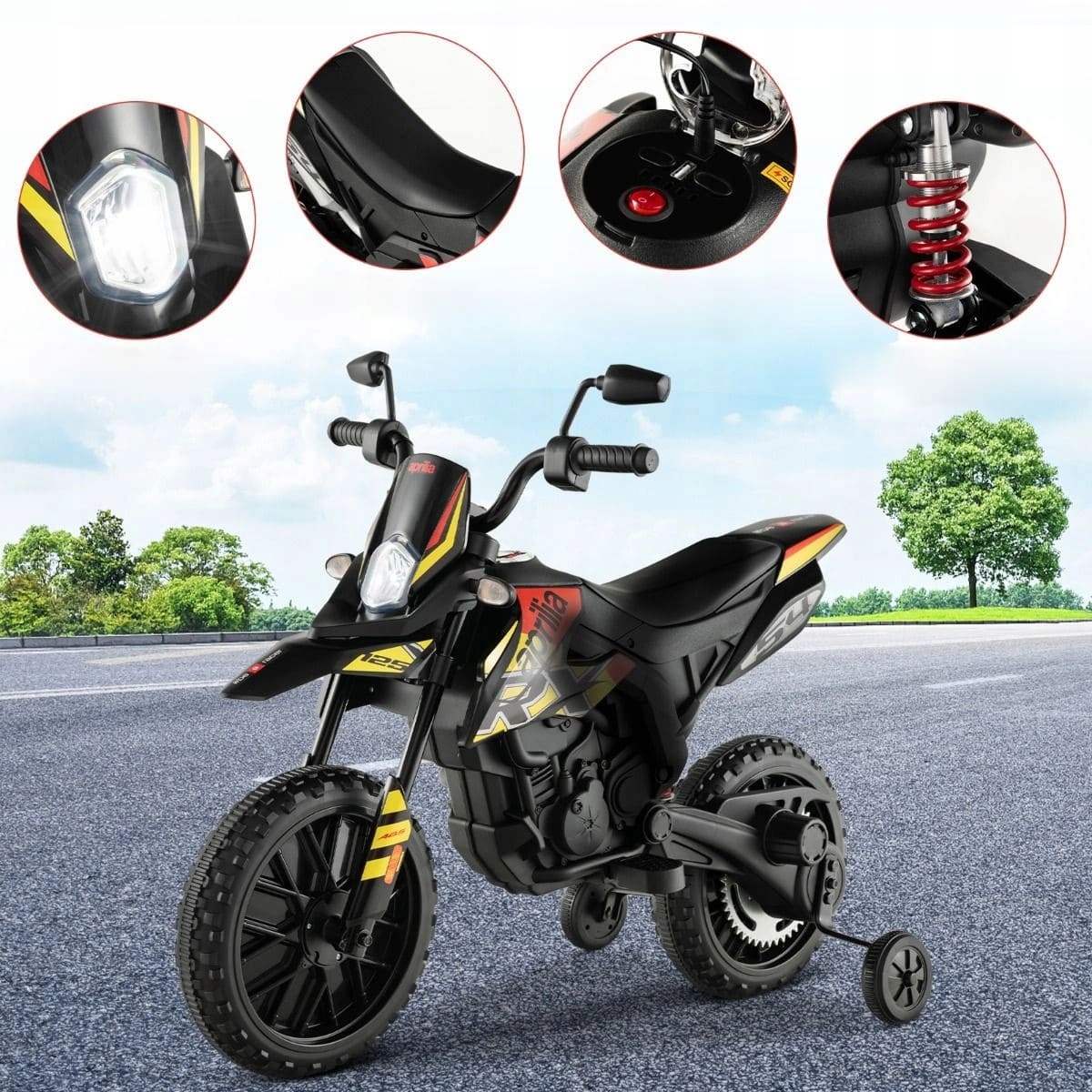 Motocykl elektryczny Aprilia 12V Prędkość maksymalna 6 km/h