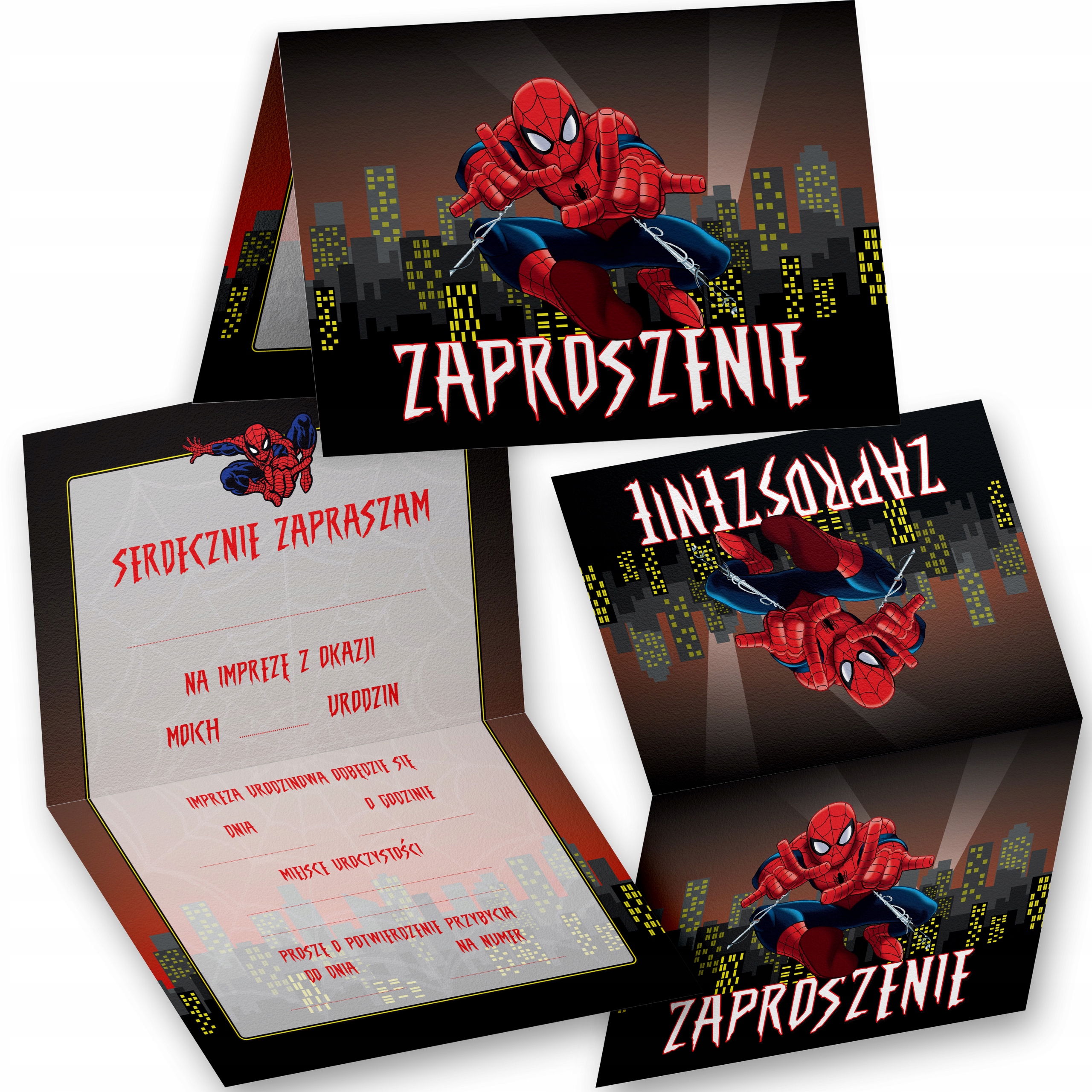 ZAPROSZENIE URODZINOWE SPIDER MAN AVENGERS ZAPROSZENIA NA PRZYJĘCIE WZORY