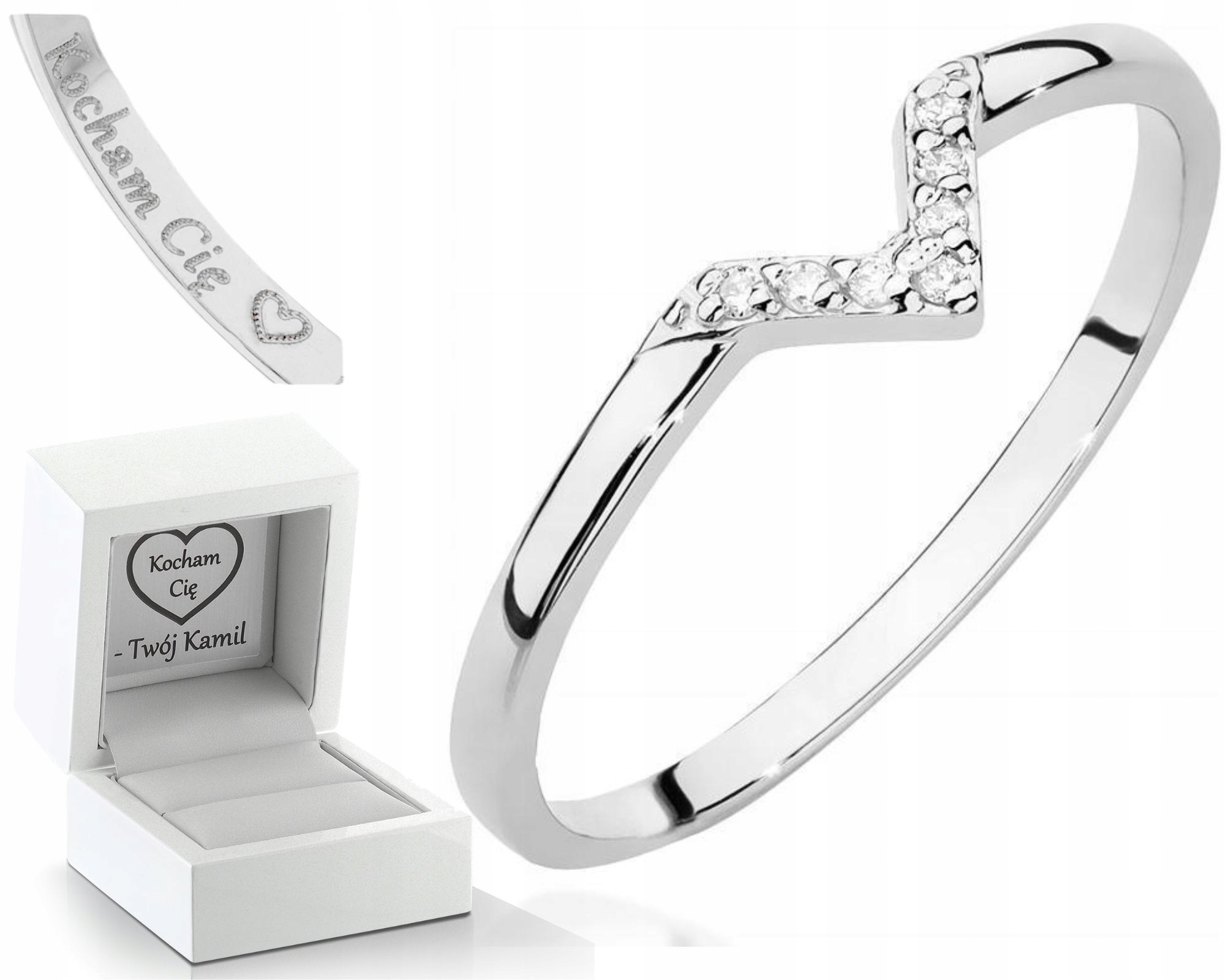 Bílé Zlato Prstýnek S Brilianty Gravírování 585