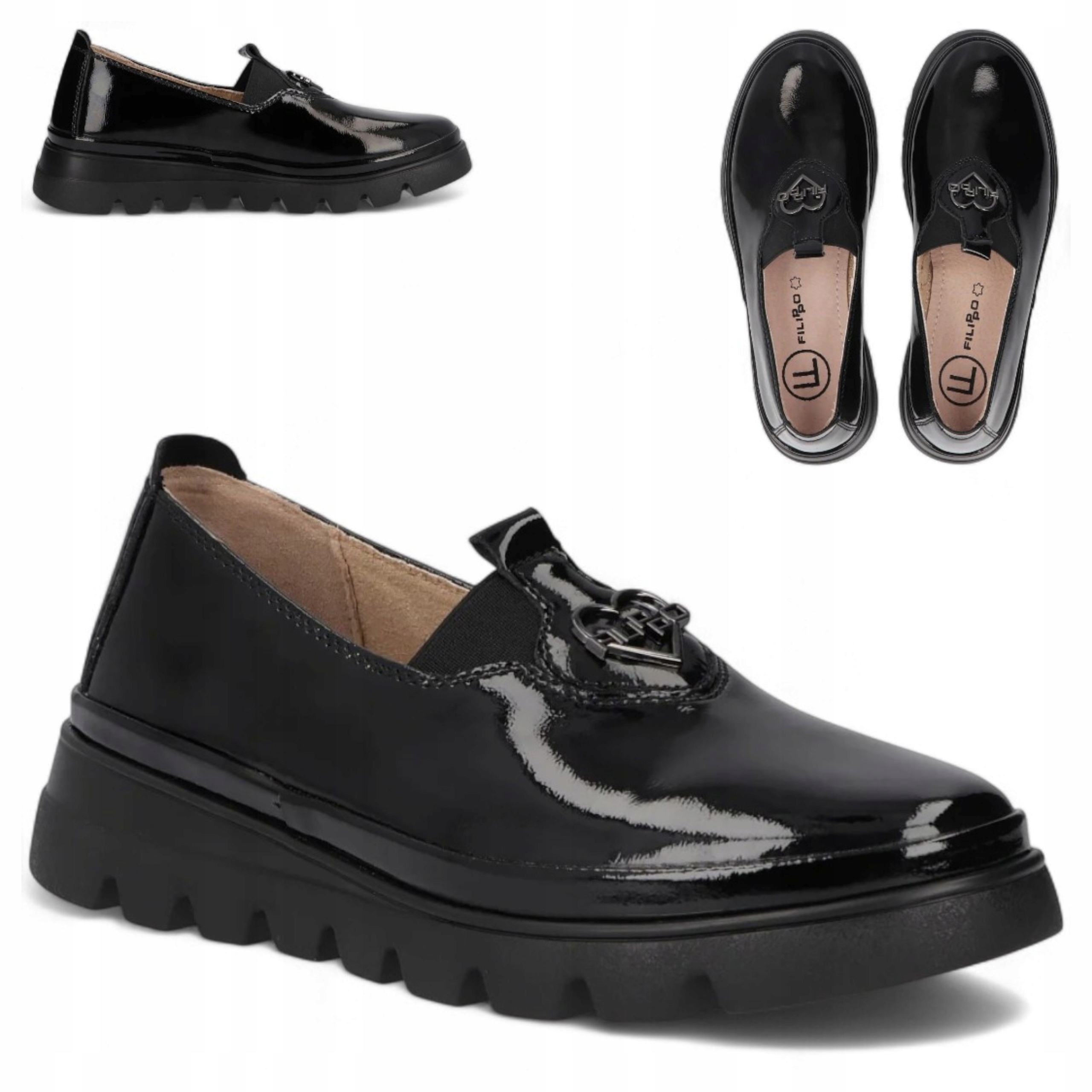 Dámské polobotky z kůže 39 Filippo Elegantní nazouvací černé mokasíny