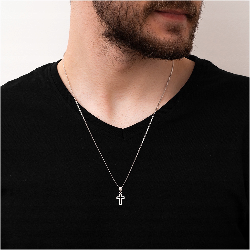 Srebrny KRZYŻYK męski drobny diamentowany zawieszka srebro 925 rodowane Marka Blingart