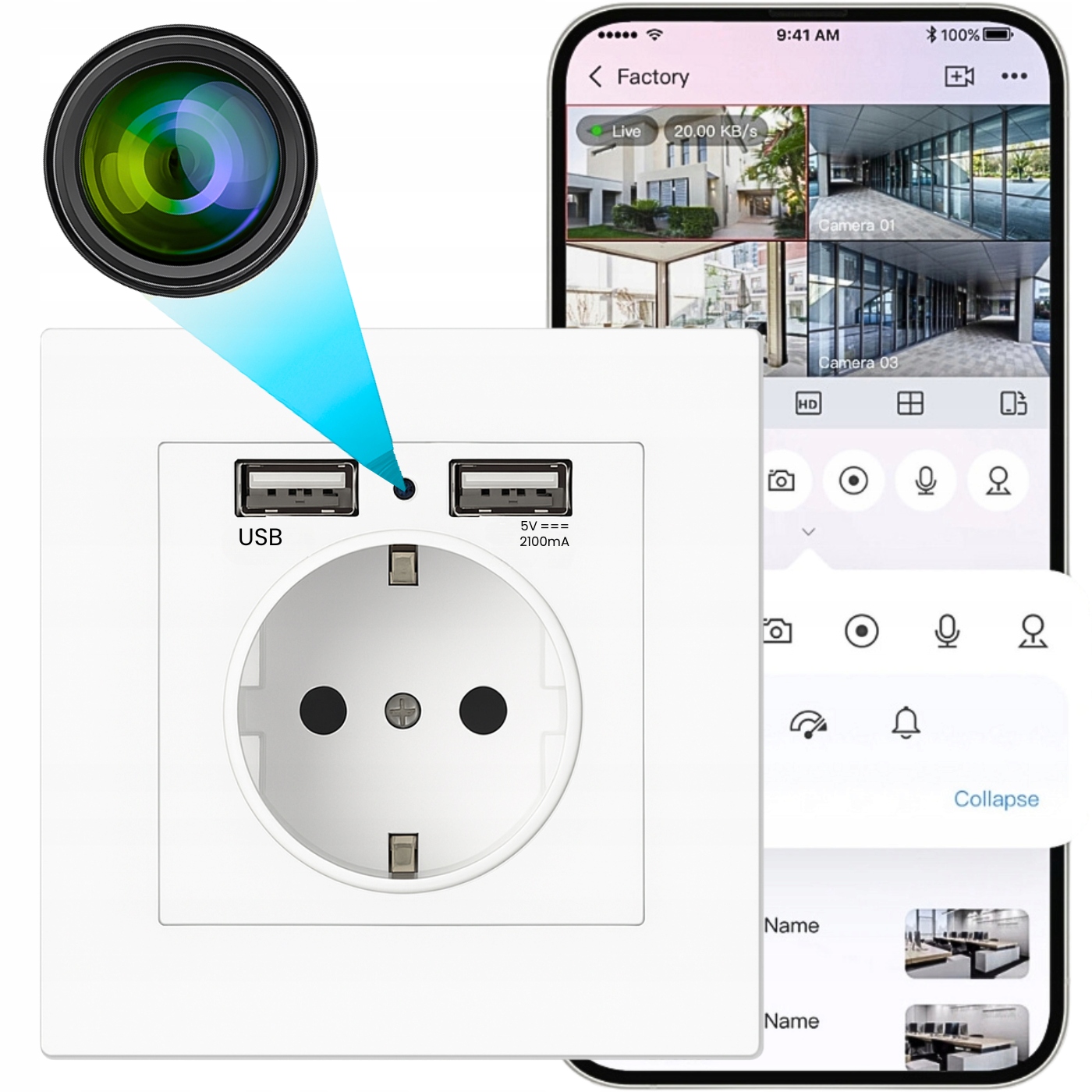 МИНИ-ШПИОНСКАЯ КАМЕРА WIFI, СКРЫТАЯ В РОЗЕТКЕ ANDROID, УДАЛЕННЫЙ ПРОСМОТР ДВИЖЕНИЯ