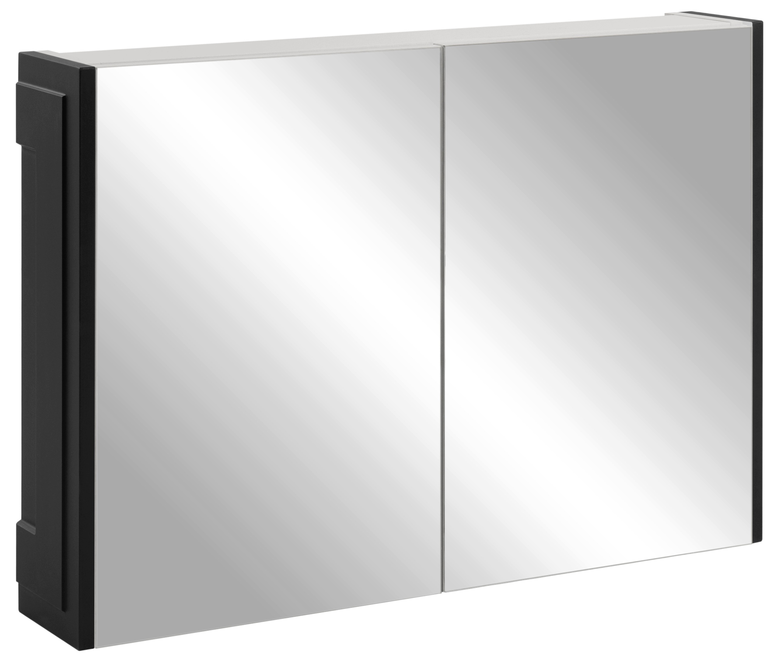 Zrcadlová skříňka Se Zrcadlem 80 Koupelnový boční panel Černá Rámeček Mdf