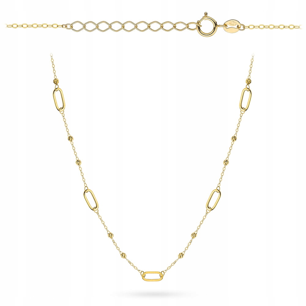 Zlatý náhrdelník 585 1.8 g s diamantovými kuličkami, nastavitelný, 42+3 cm