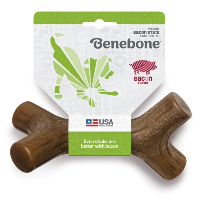 Levně Kousátko pro psa Benebone Stick M přírodní slanina