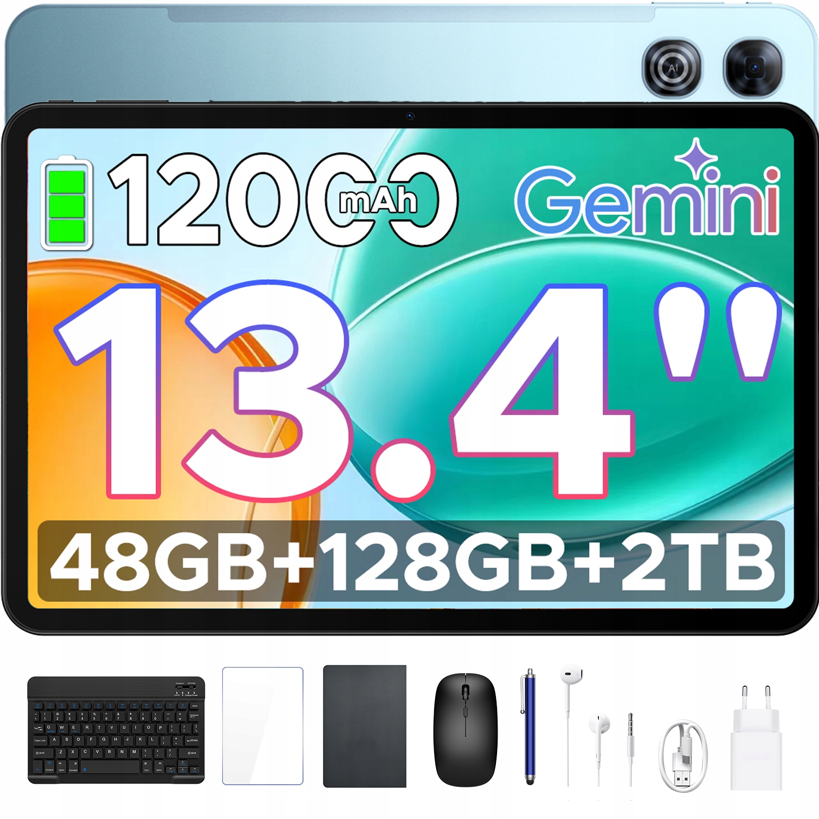 Tablet Pockam P13 13,4" Android16 12/256GB 12000 mAh 120 Hz WiFi Gps Set