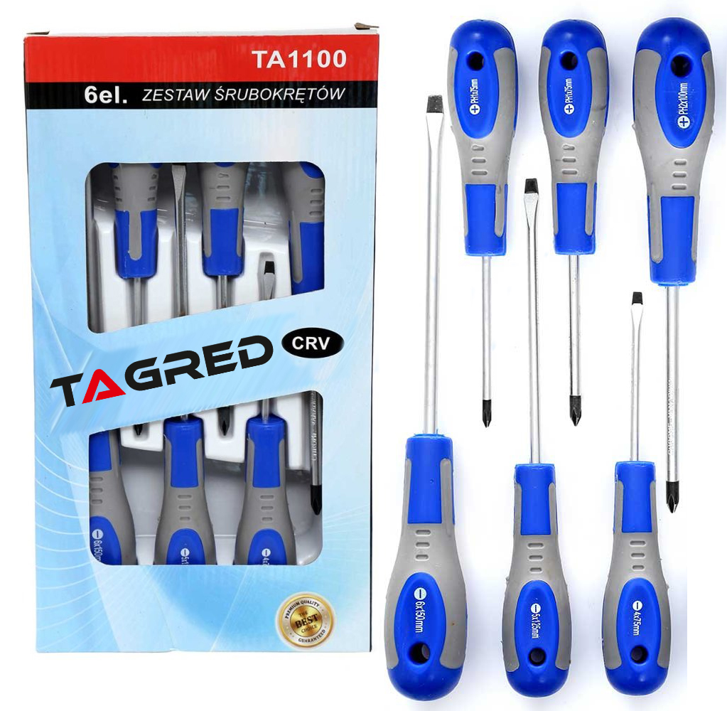 ZESTAW ŚRUBOKRĘTÓW WKRĘTAKÓW Z MAGNESEM 6SZT MOCNE