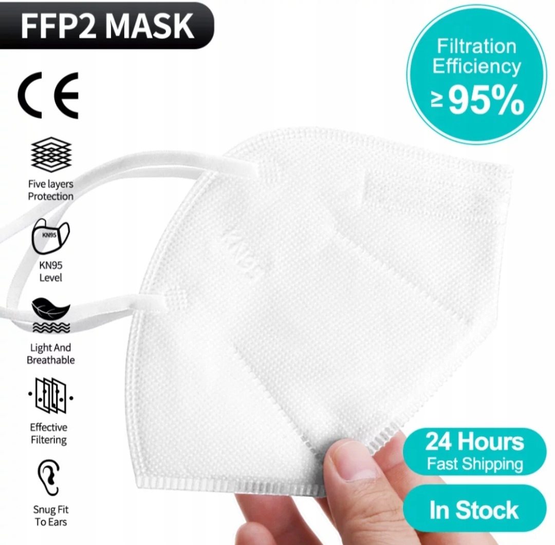 50x MASKA MASECZKA KN95 FFP2 CERTYFIKAT FILTR 95% Model KN95