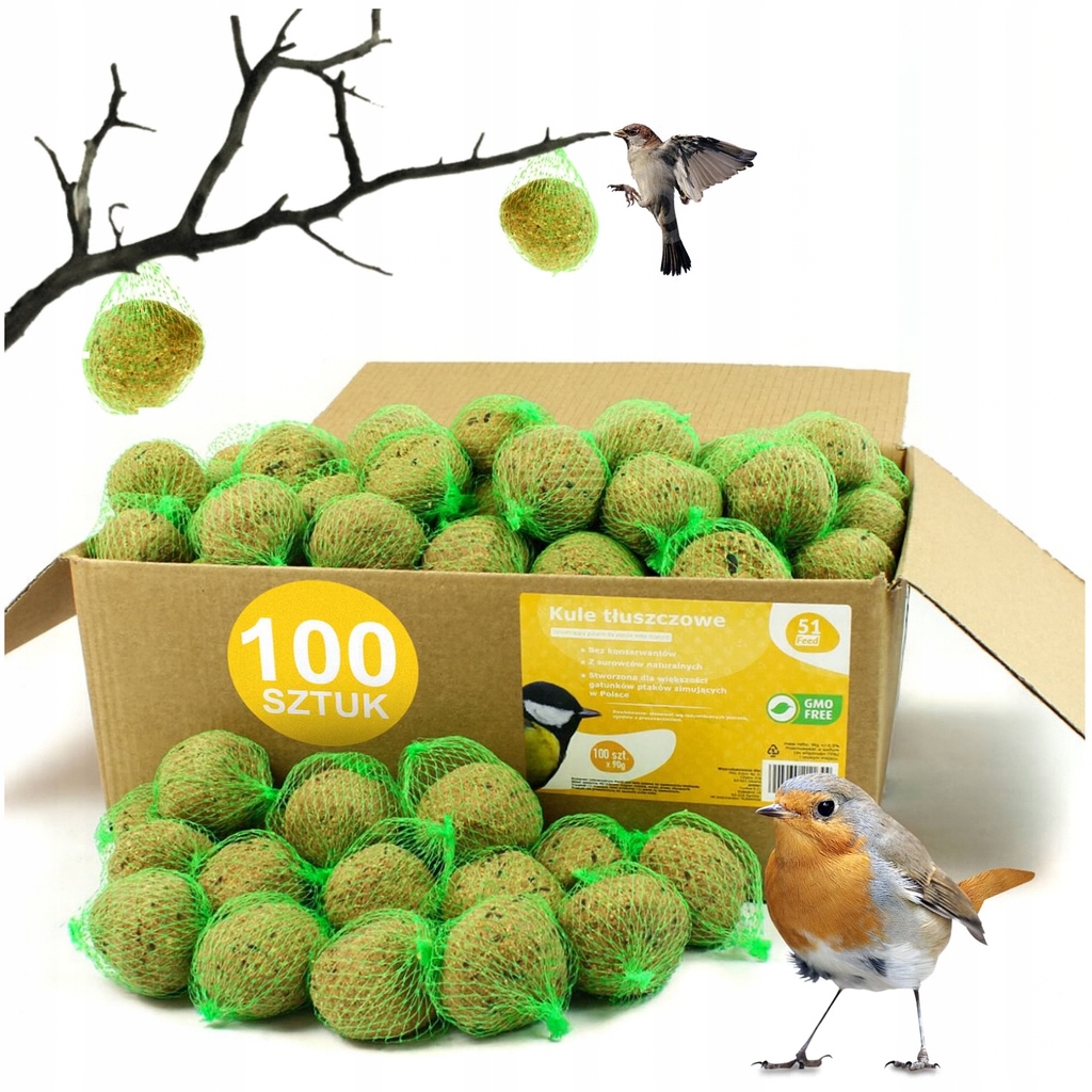 Levně Tukové Koule Pro Ptáky 100 Kusů Krmivo Krmivo Obilím Do Krmítek