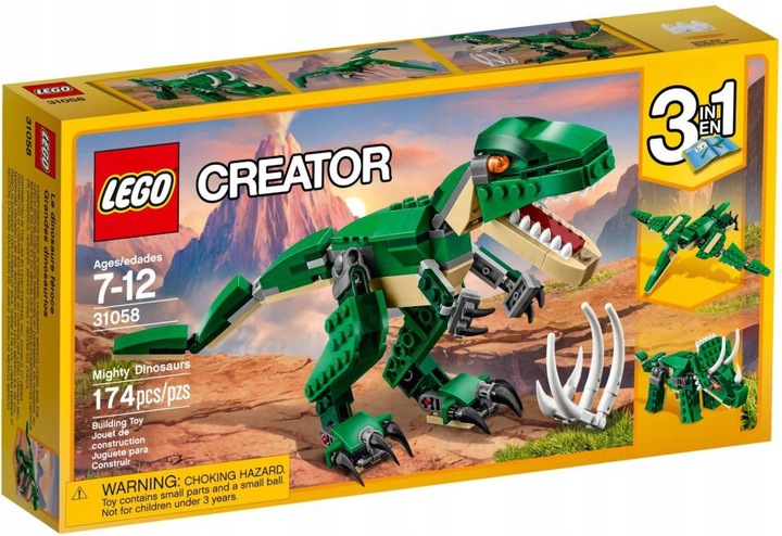 LEGO CREATOR Potężne dinozaury ZESTAW 3w1 KLOCKI 31058 EAN (GTIN) 5702015867535
