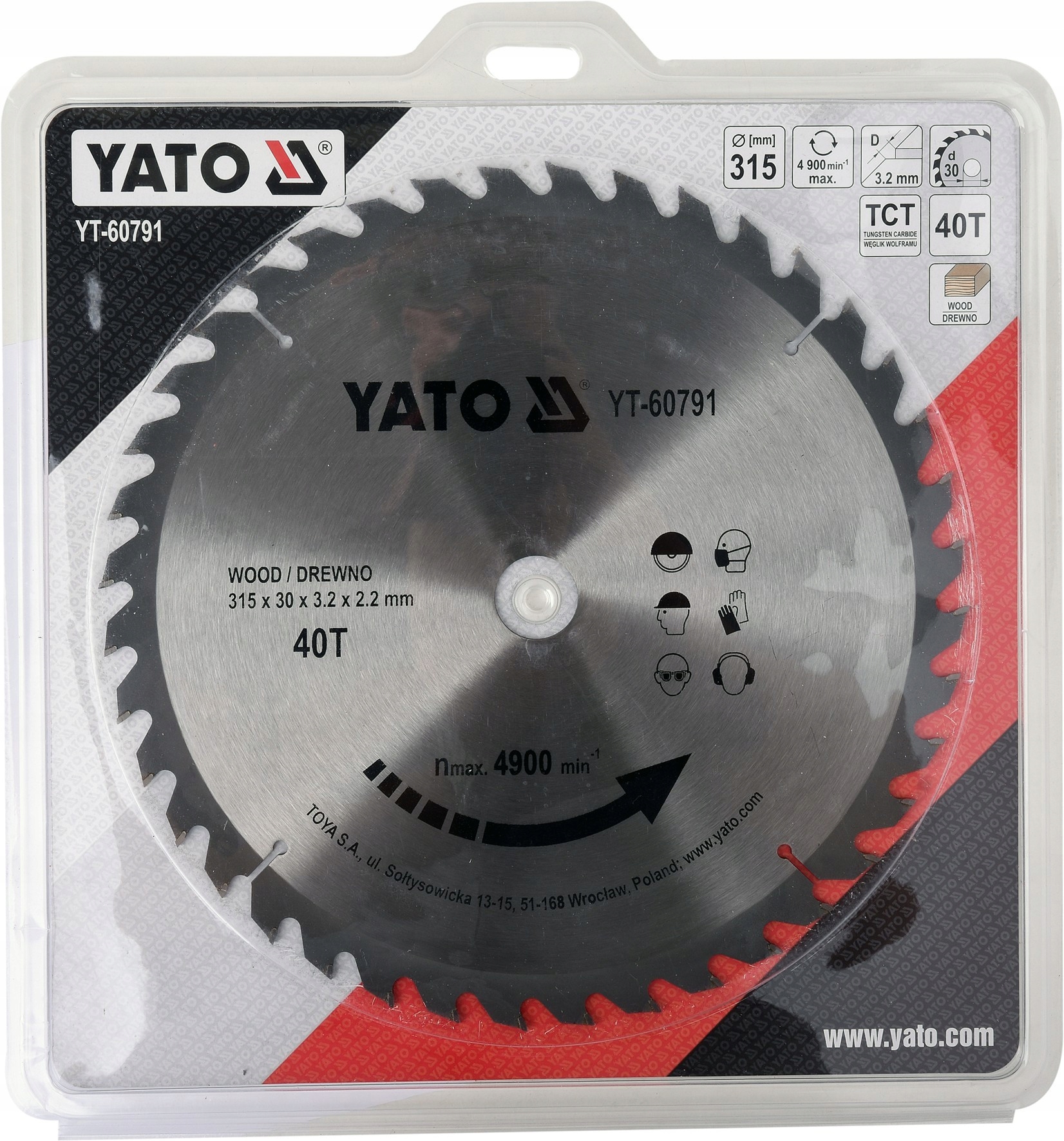 TARCZA WIDIOWA DO DREWNA 315X40TX30MM Kod producenta YT-60791