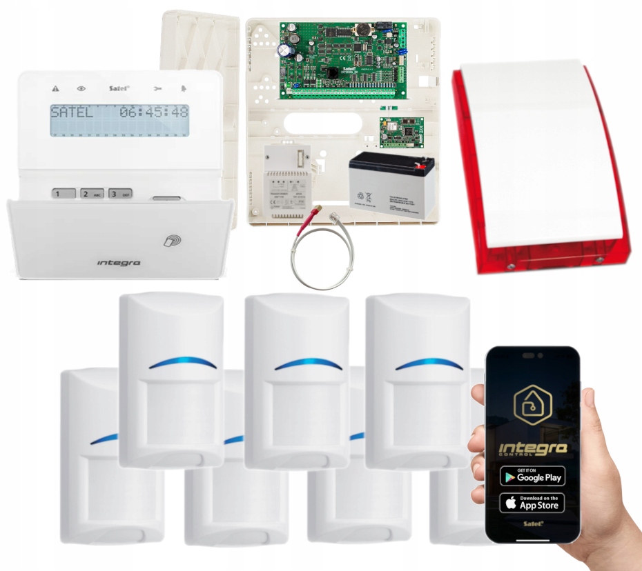 Zestaw Alarmowy Satel Integra 32 Alarm Gsm Lte Czytnik Rfid 7 Czujek Ruchu