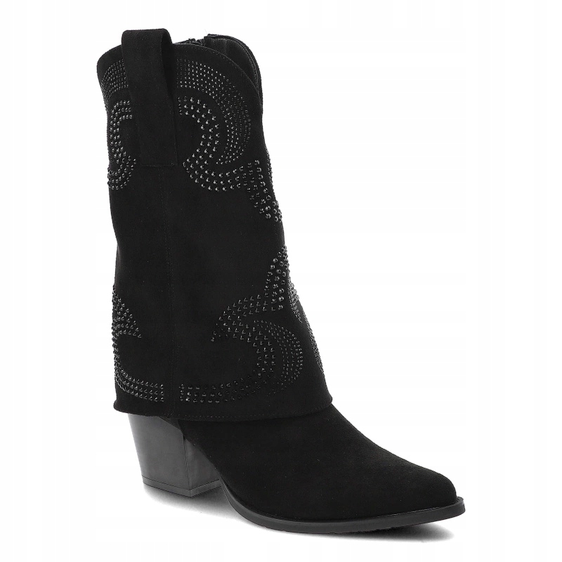 Černé kozačky S.Barski Elegantní Kovbojské Boty Dámské
