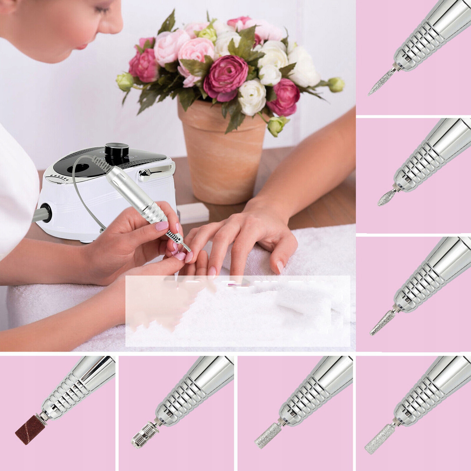 PROFESJONALNA FREZARKA DO PAZNOKCI + FREZY Do Manicure i Pedicure MOCNA Moment obrotowy 1 Nm