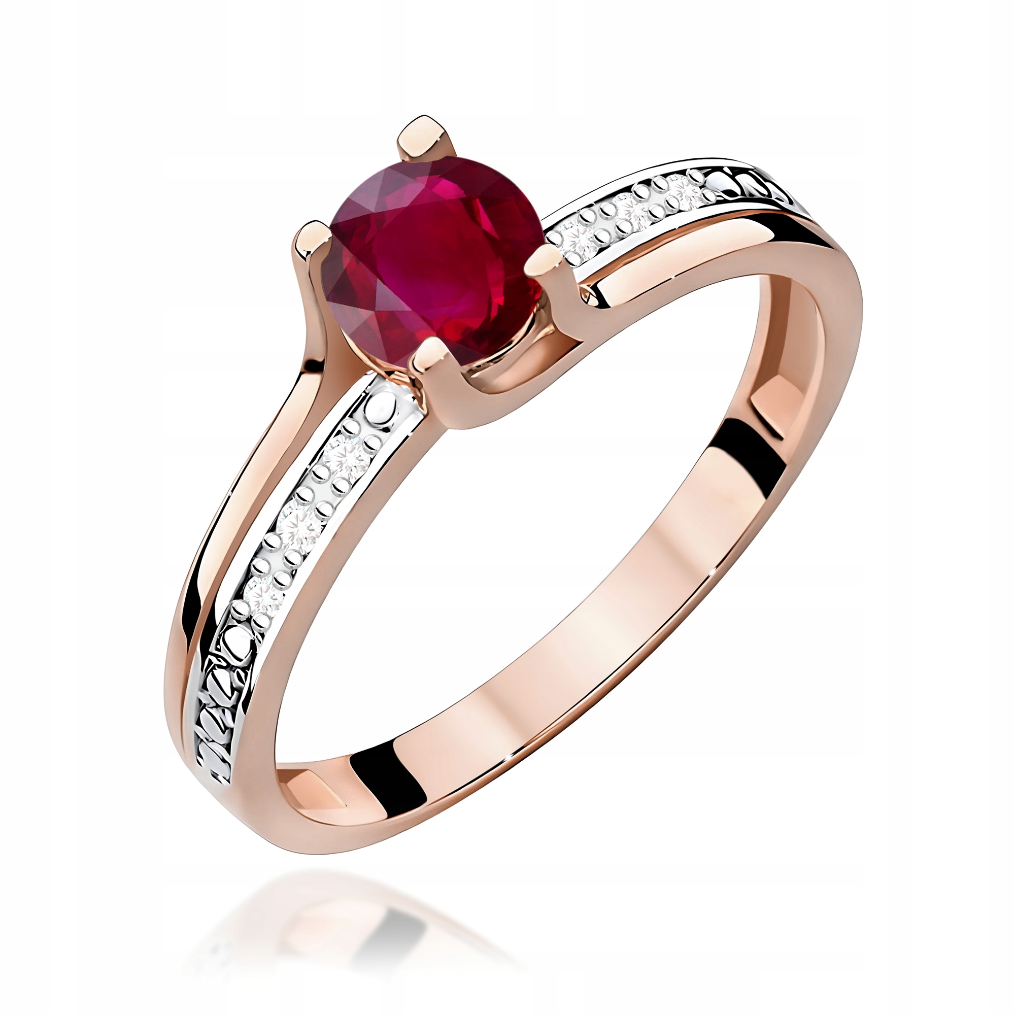 Prstýnek z růžového zlata 585 s rubínem 0,60 ct, klasický zásnubní