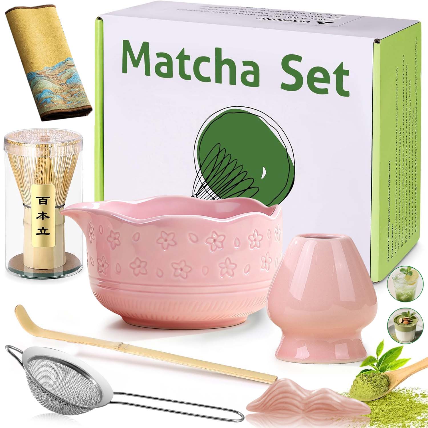 Bambusový Dárková Sada Čaje Matchy Chashaku Šlehací Metla Lžíce Matcha