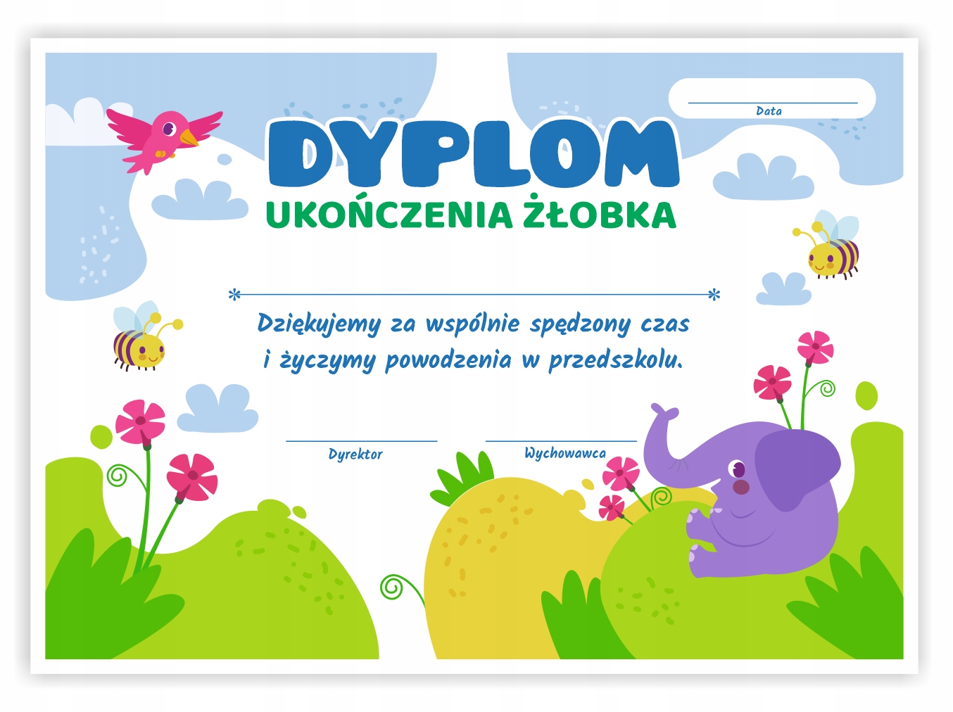 

Dyplom: Ukończenia Żłobka (wzór 23) format A4