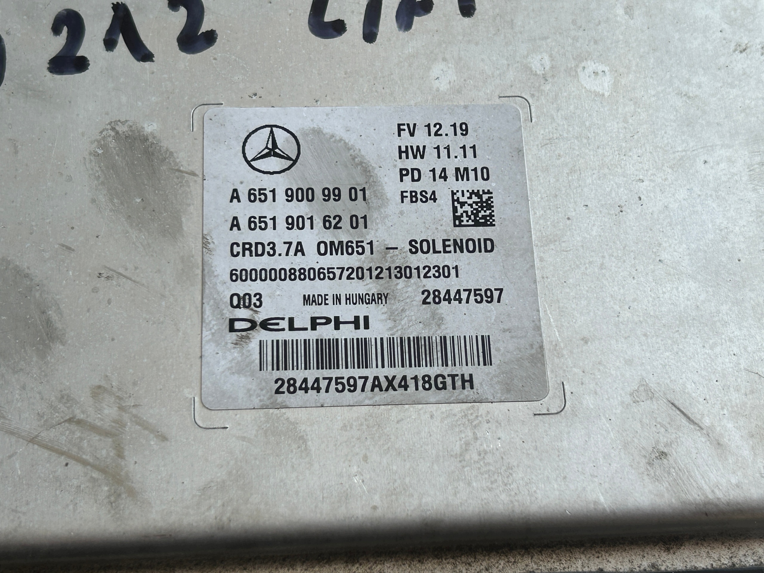 MERCEDES W212 2,2 CDI computer control unit of the engine A6519009901