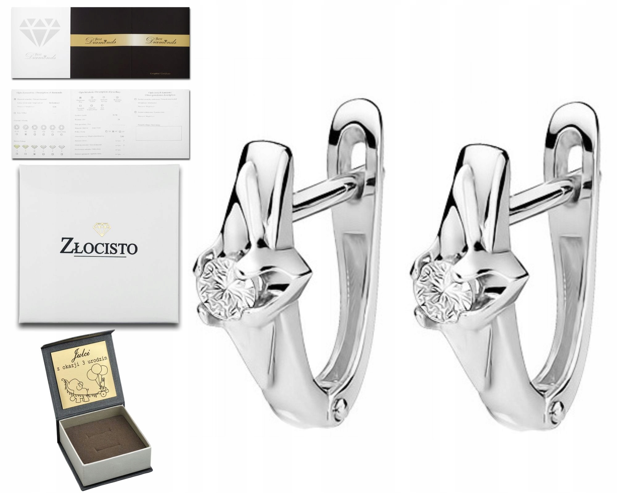 Náušnice Z Bílého Zlata S Brilianty 0,16 Ct 585