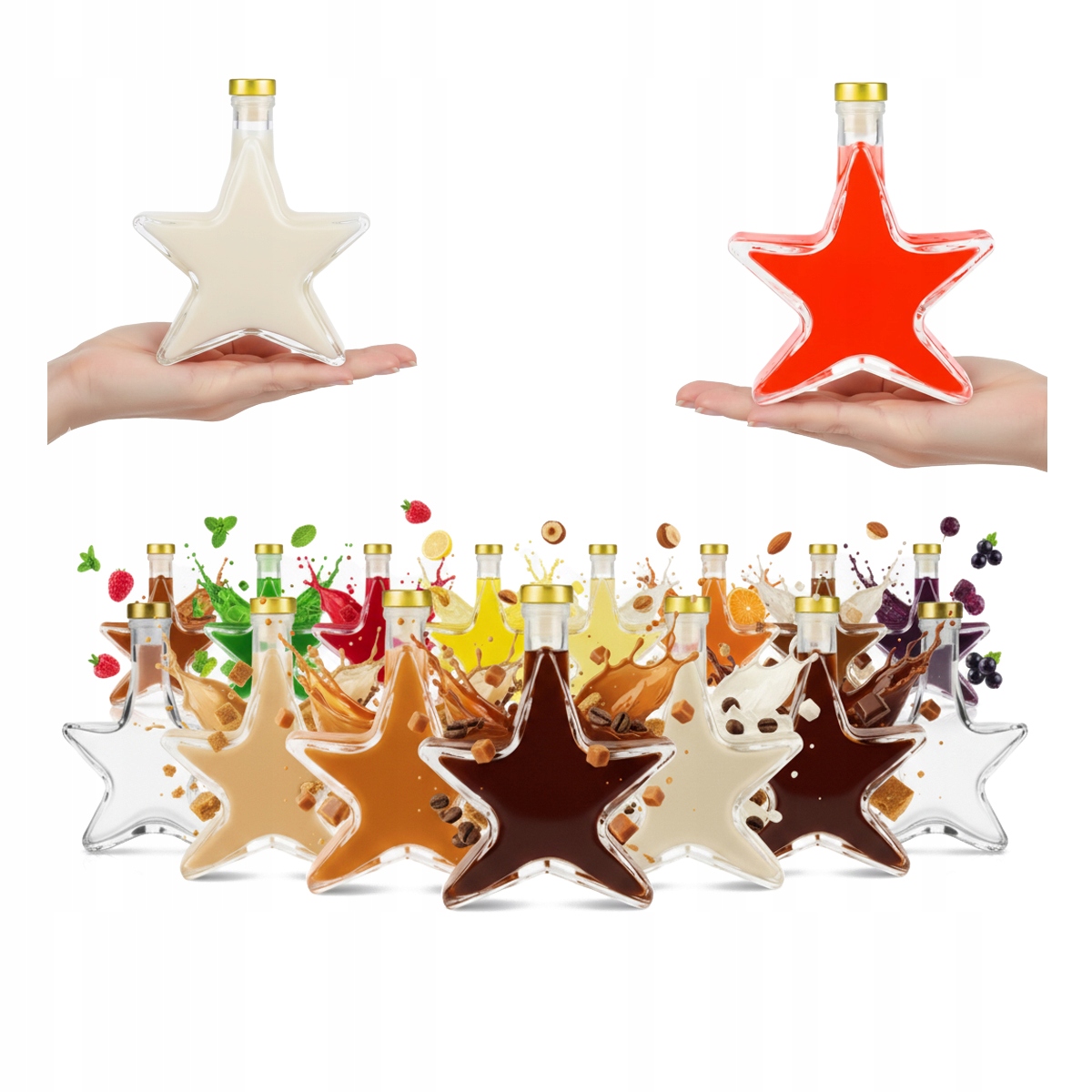 20x Lahvičky Hvězdička 200 Ml Vánoční Láhev na likéry džus Dárek