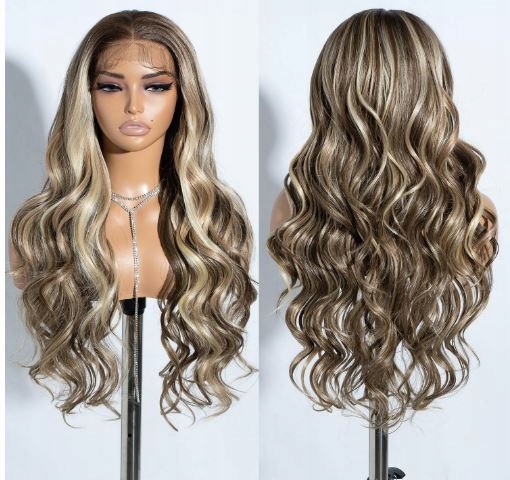 Joedir Paruka Dlouhé vlnité 70 cm Syntetická Paruka Hnědá s Blondem