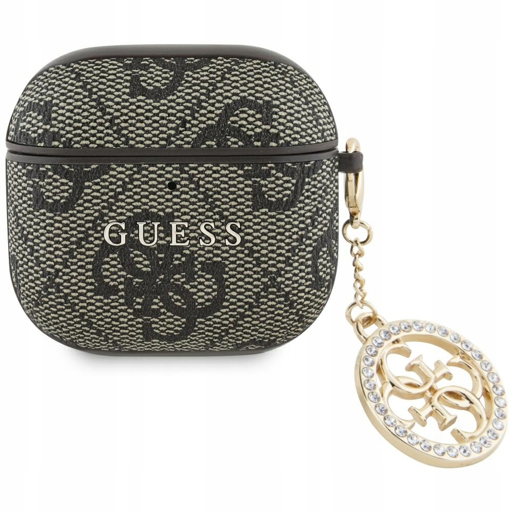 Pouzdro Guess 4G Strass Charm pro AirPods 4 5 hnědé