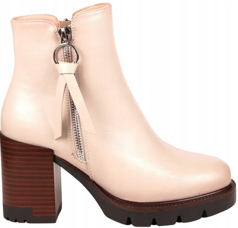 Dámské Kotníkové Boty Na Podpatku A Podpatku, Béžové