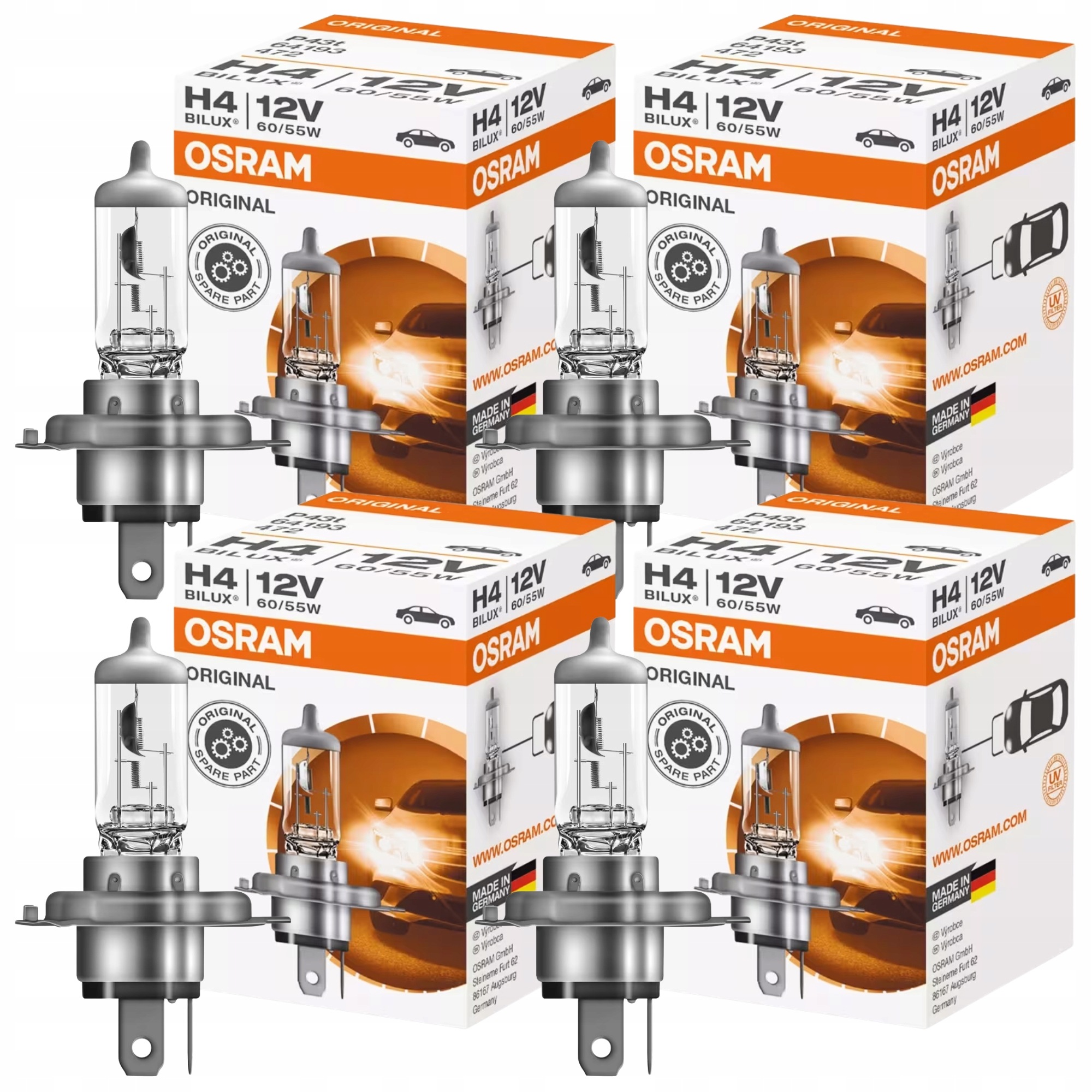 Żarówka H4 12V 60W Osram samochodowa auta x4