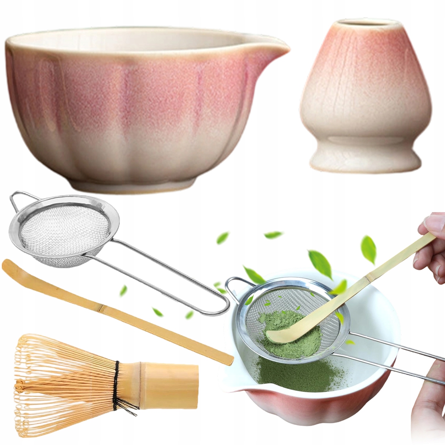 Levně Sada Na Čaj Matcha Bambusový Nástroj Na Matchu S Šlehací Metlou 5KS