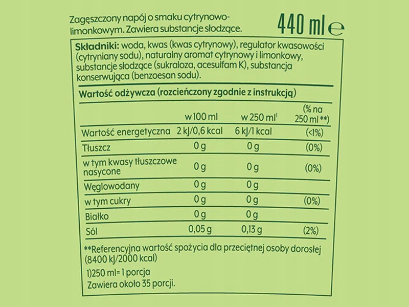 2x SYROP SODASTREAM KONCENTRAT 7up FREE DO SATURATORA 9L NAPOJU z 440ml Pojemność 440 ml